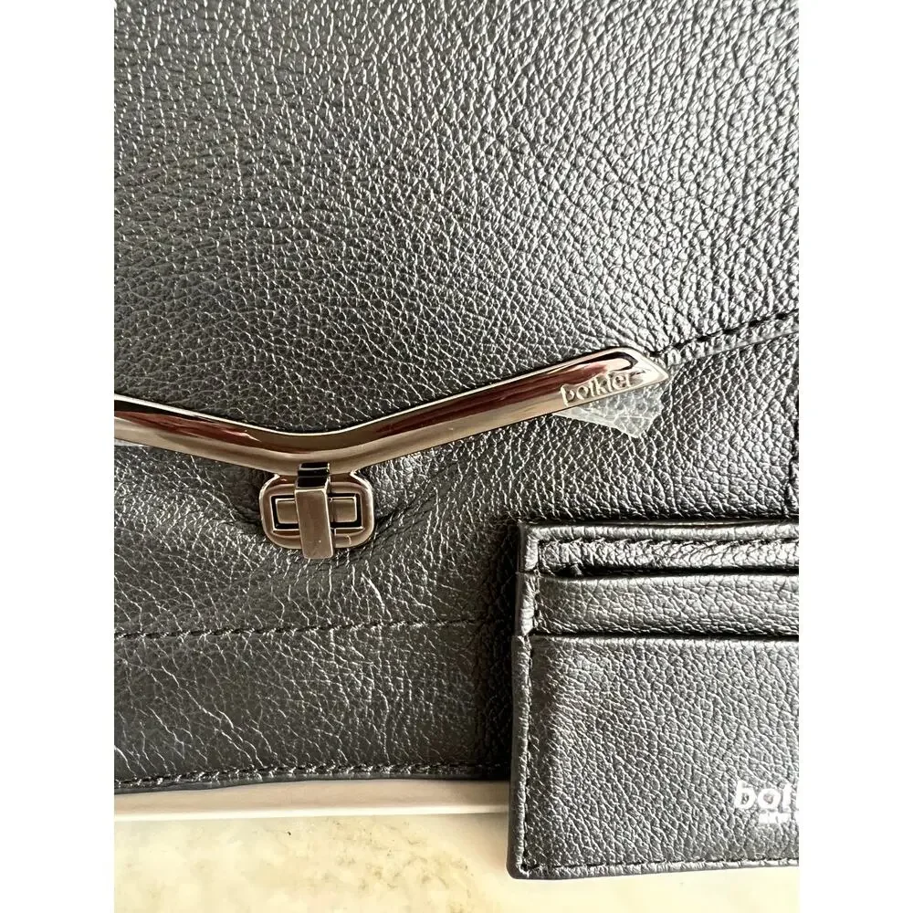 Botkier Valentina Leather envelope clutch wristlet Card Stacker Black